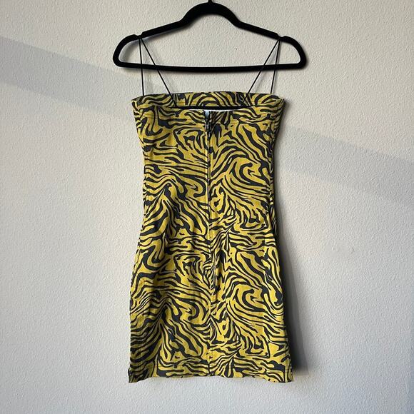Miaou Lotte Mini Dress Yellow Zebra Size Small - Picture 3 of 6